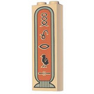 LEGO Beige Kloss 1 x 2 x 5 med Hieroglyphs med knottholder (2454)