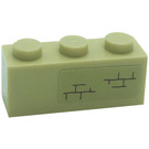 LEGO Zandbruin Steen 1 x 3 met Bricks (Rechtsaf) Sticker (3622)