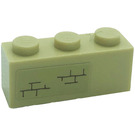 LEGO Tan Brick 1 x 3 with Bricks Sticker (3622)