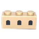 LEGO Tan Brick 1 x 3 with Three Black Windows Sticker (3622)