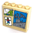 LEGO Beige Backstein 1 x 4 x 3 mit Gargoyle, Drachen, Hulk Posters both sides stickered (49311)