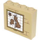LEGO Zandbruin Steen 1 x 4 x 3 met UK Map Sticker (49311)