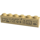 LEGO Beige Backstein 1 x 6 mit Hieroglyphs 1 Aufkleber (3009)