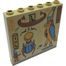 LEGO Tan Brick 1 x 6 x 5 with Hieroglyphs and Bird (3754)