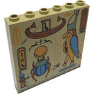 LEGO Beige Backstein 1 x 6 x 5 mit Hieroglyphs und Vogel (3754)