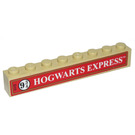 LEGO Zandbruin Steen 1 x 8 met Wit Hogwarts Express en 9 3/4 in Cirkel Patroon Sticker (3008)