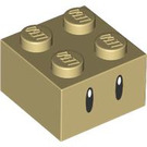 LEGO Beige Kloss 2 x 2 med Svart Lang Øyne (69086 / 102206)