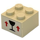 LEGO bronzer Brique 2 x 2 avec Wineglass et 2 rouge Arrows Autocollant (3003)