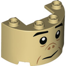 LEGO Zandbruin Cilinder 2 x 4 x 2 Halve met Gezicht (24593 / 67886)