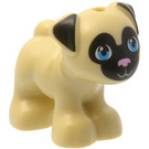 LEGO Beige Cane - Pug con Nero Orecchie e Muzzle e Bright Rosa Naso (24564)