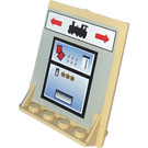 LEGO Tan Door 2 x 8 x 6 Revolving with Shelf Supports with Train Ticket Dispenser Sticker (40249)