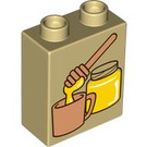 LEGO Beige Duplo Backstein 1 x 2 x 2 mit Honey und Becher mit Unterrohr (15847 / 105406)