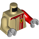 LEGO Zandbruin Ferrari Racing Driver Minifig Torso (973 / 76382)