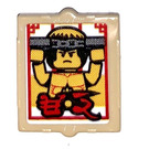 LEGO Zandbruin Glas for Venster 1 x 2 x 2 met 'ED' in Ninjargon & Fighter met Nunchucks Sticker (35315)