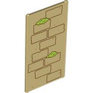LEGO Tan Glass for Window 1 x 4 x 6 with Wall pattern with Green (6202 / 104278)