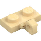 LEGO Beige Hængsel Plade 1 x 2 med Lodret Låsning Stub med bund rille (44567 / 49716)