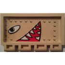 LEGO Beige Scharnier Fliese 2 x 4 mit Ribs mit Augen und Mouth Facing Links Aufkleber (2873)
