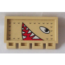 LEGO Tan Hinge Tile 2 x 4 with Ribs with Eyes and Mouth Facing Right Sticker (2873)