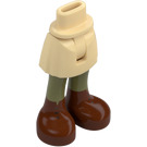 LEGO Beige Hüfte mit Basic Gebogen Rock mit Dunkelrot Boots mit dünnem Scharnier (2241)