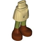 LEGO Tan Hip with Basic Curved Skirt with Dark Red Boots with Thin Hinge (2241)