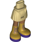 LEGO Zandbruin Heup met Basic Gebogen Skirt met Gold Boots en Dark Purple Laces met dik scharnier (35634)