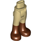 LEGO Beige Hüfte mit Pants mit Reddish Brown Boots mit dickem Scharnier (16925 / 35573)