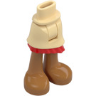 LEGO Tan Hips and Skirt with Ruffle with with Red Ruffle and Bare Feet (30900 / 39469)