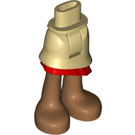 LEGO Beige Hüften und Skirt mit Ruffle mit mit rot Ruffle und Bare Feet (30900 / 39469)
