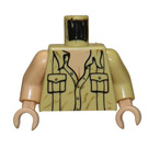 LEGO Tan Indiana Jones with Open Shirt and Open Mouth Grin Torso (973 / 76382)