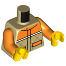LEGO Beige Minifig Torso Jacket mit Orange Sleeves Torso (973 / 76382)