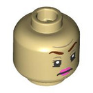 LEGO Tan Minifigure Head with Pink Lips and Frown (Recessed Solid Stud) (3274 / 104416)