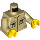 LEGO Beige Minifigur Overkropp Skjorte med To Pleated Pockets (973 / 76382)