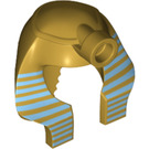 LEGO Zandbruin Mummy Headdress met Medium Blauw Strepen Aan Metallic Gold met massieve binnenring (30168 / 39883)