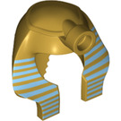 LEGO Brungul Mummy Huvudbonad med Mellanblå Ränder på Metallisk Guld med inre solid ring (30168 / 39883)