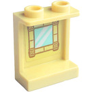 LEGO Beige Panel 1 x 2 x 2 mit Bamboo Fenster Aufkleber mit Seitenstützen, Hohlbolzen (6268)
