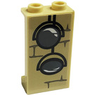LEGO Zandbruin Paneel 1 x 2 x 3 met Picture, Mirrors Sticker met zijsteunen - holle noppen (35340)