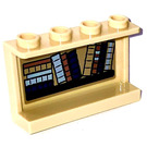 LEGO Beige Panel 1 x 4 x 2 mit Bookshelf (Horizontal pile of books Links) Aufkleber (14718)