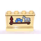 LEGO Zandbruin Paneel 1 x 4 x 2 met Toys Sticker (14718)