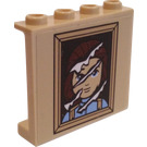 LEGO Zandbruin Paneel 1 x 4 x 3 met Clawed Prince Adam Painting Sticker met zijsteunen, holle noppen (35323)