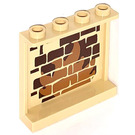 LEGO Zandbruin Paneel 1 x 4 x 3 met Fireplace Sticker met zijsteunen, holle noppen (35323)