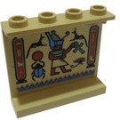 LEGO Zandbruin Paneel 1 x 4 x 3 met Hieroglyphics Sticker zonder zijsteunen, holle noppen (4215)