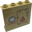 LEGO Tan Panel 1 x 4 x 3 with Jet Fuel Plug and Hatch (Left) Sticker without Side Supports, Hollow Studs (4215)