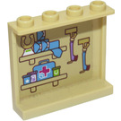 LEGO Zandbruin Paneel 1 x 4 x 3 met Medical Vet Equipment Sticker met zijsteunen, holle noppen (60581)