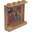 LEGO Beige Panel 1 x 4 x 3 mit Shelves mit Art Supplies und Books Aufkleber mit Seitenstützen, Hohlbolzen (35323)