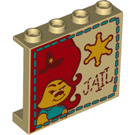 LEGO Beige Panel 1 x 4 x 3 mit Sherif und 'JAIL'  mit Seitenstützen, Hohlbolzen (35323 / 67115)
