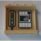 LEGO Zandbruin Paneel 1 x 4 x 3 met Tank en information pannel Sticker met zijsteunen, holle noppen (35323)
