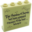 LEGO Beige Panel 1 x 4 x 3 mit 'The chamber of Secrets has been opened enemies of the heir... beware' Aufkleber mit Seitenstützen, Hohlbolzen (35323)