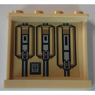 LEGO Tan Panel 1 x 4 x 3 with Three tanks and switch Sticker with Side Supports, Hollow Studs (35323)