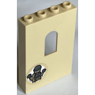 LEGO Tan Panel 1 x 4 x 5 with Window with Criminal (on front) and Silver Coin (on back) Sticker (60808)