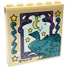 LEGO Beige Panel 1 x 6 x 5 mit Groß Vogel, Moon und Stars Aufkleber (59349)
